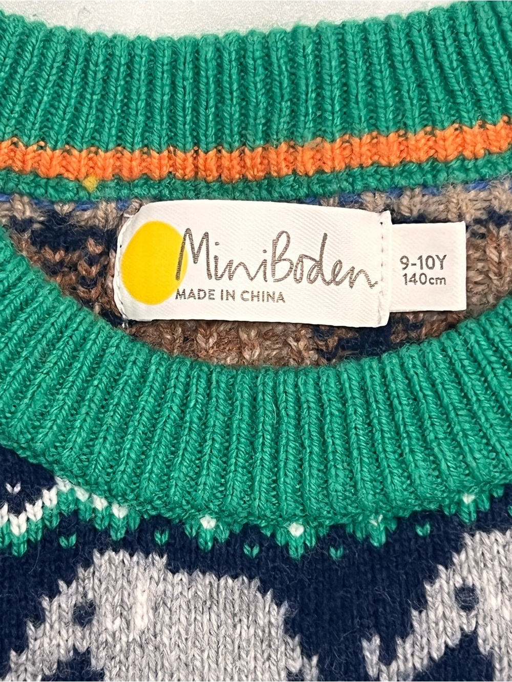 Mini Boden Kids Animal Fair Isle Knit Sweater 9-10Y Navy Fox Bear Giraffe - Picture 3 of 7